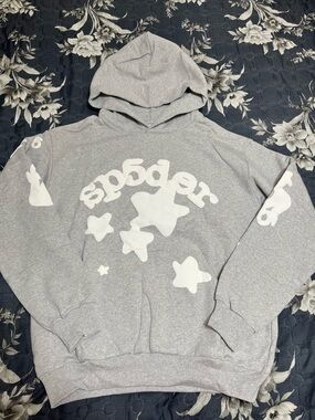 Sp5der beluga heather gray hoodie size XL
